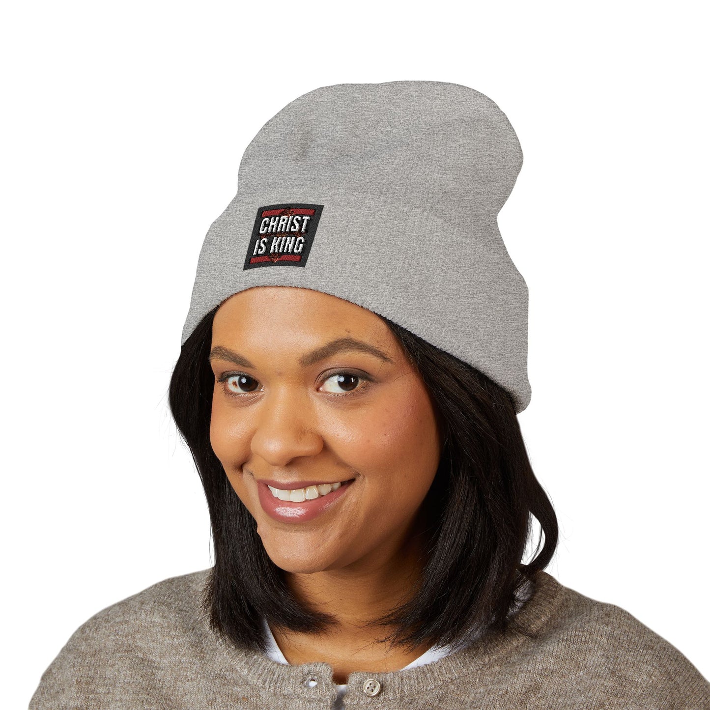 ✧ CHRIST IS KING – EMBROIDERED BEANIE ✧