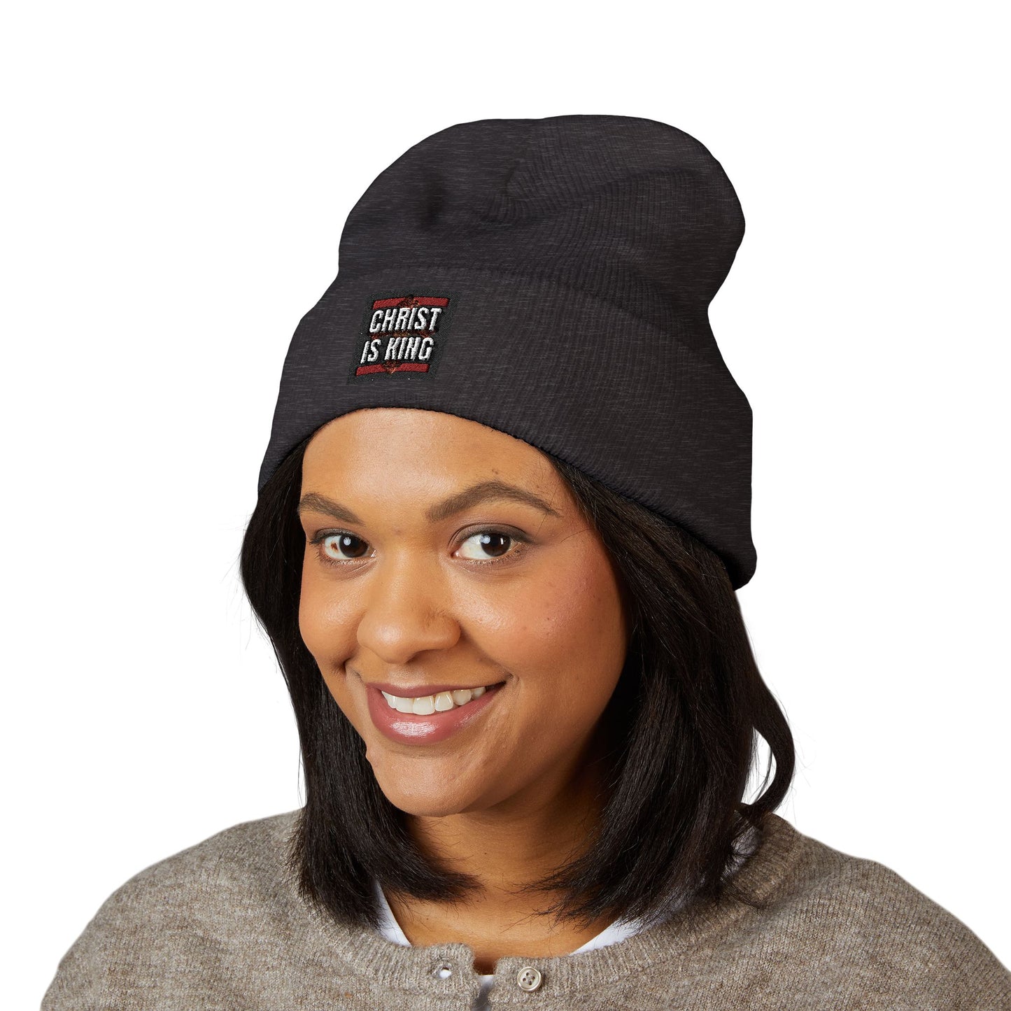 ✧ CHRIST IS KING – EMBROIDERED BEANIE ✧