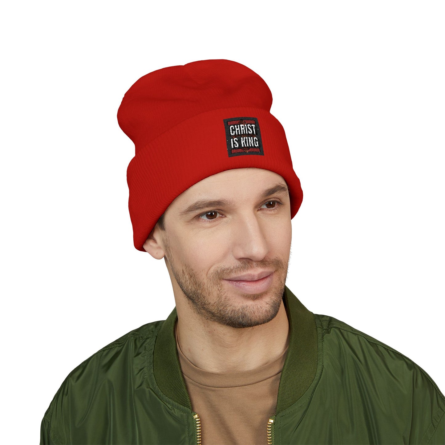 ✧ CHRIST IS KING – EMBROIDERED BEANIE ✧