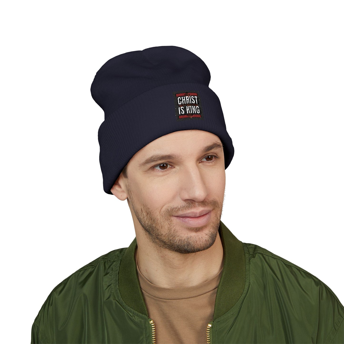 ✧ CHRIST IS KING – EMBROIDERED BEANIE ✧
