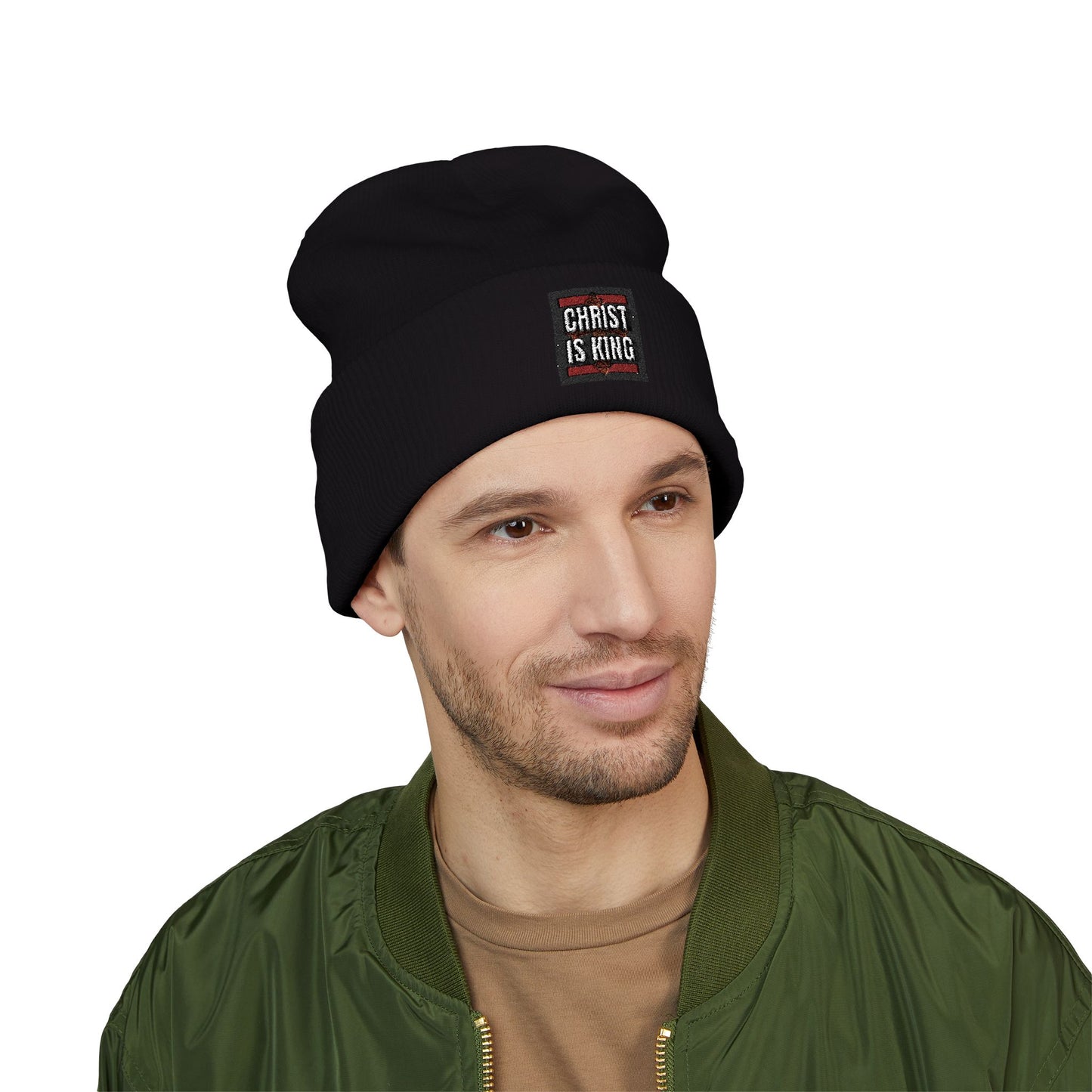 ✧ CHRIST IS KING – EMBROIDERED BEANIE ✧